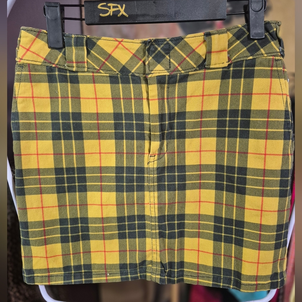 Plaid Yellow and Black Women's Skirt